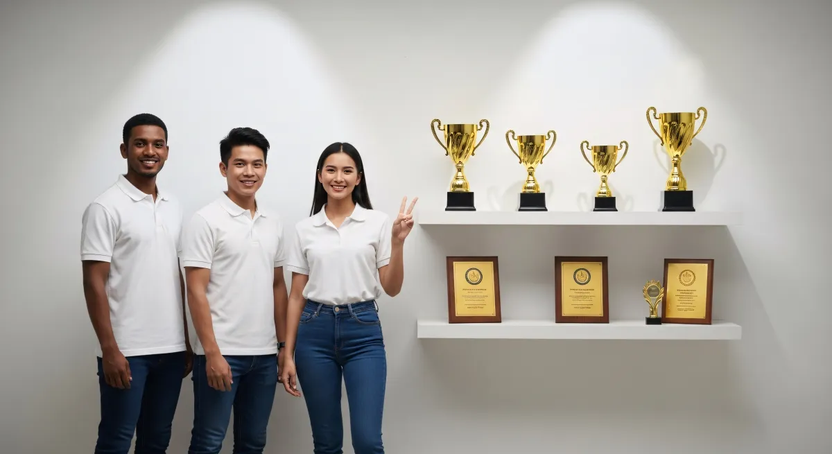 Equipa comemorando conquista em startup