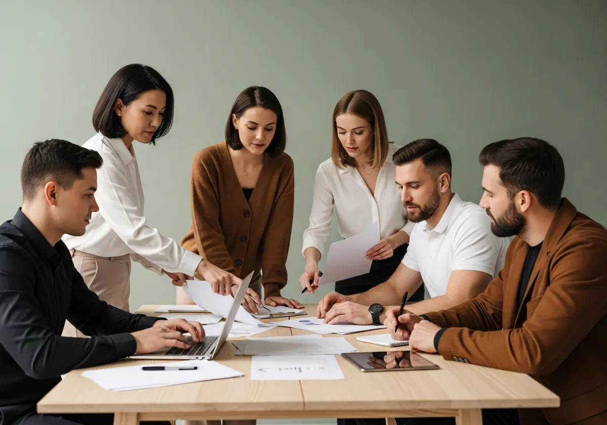Empreendedores em reunião colaborativa